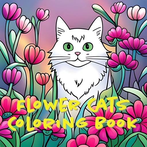 Flower Cats Coloring Book